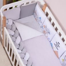 Дитячий постільний комплект Baby Veres Scandi grey (6 одиниць) сатин та велюр